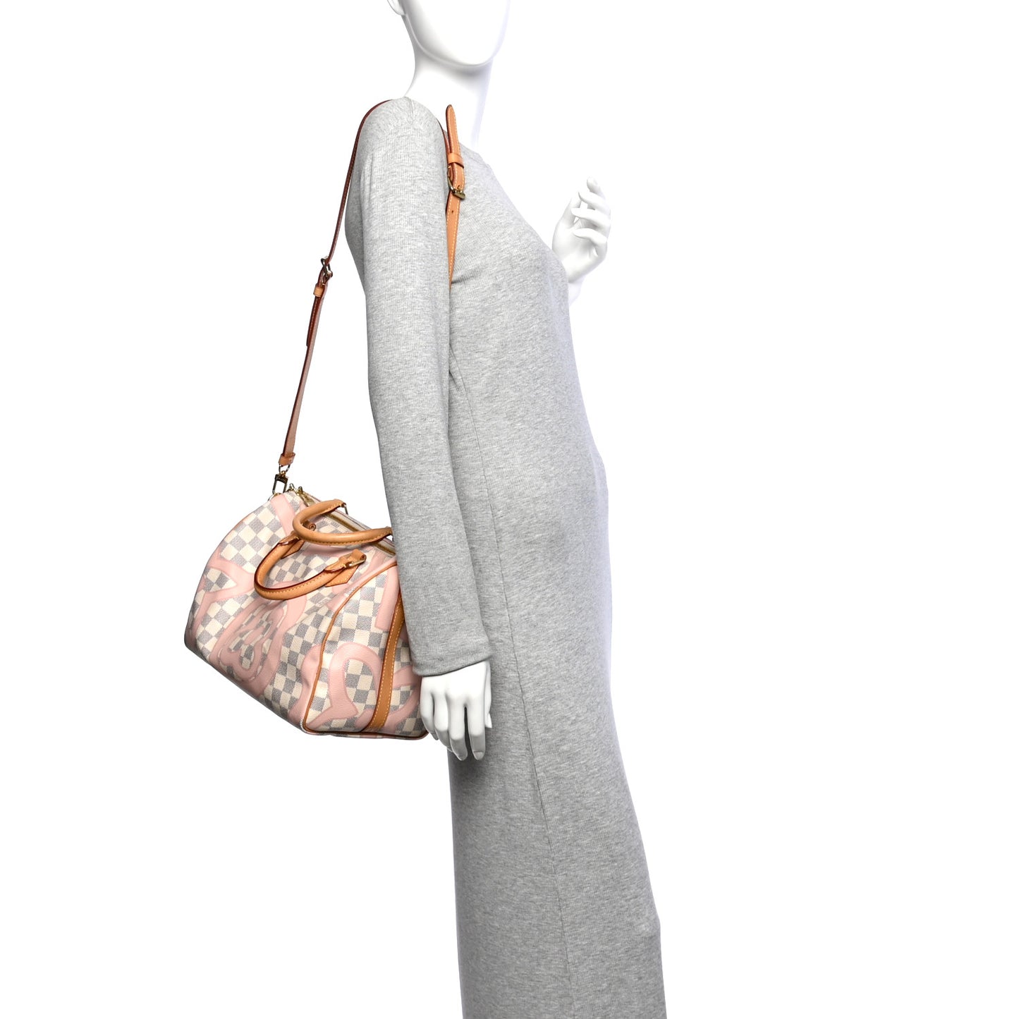 Damier Azur Tahitienne Speedy Bandouliere 30 Rose Ballerine