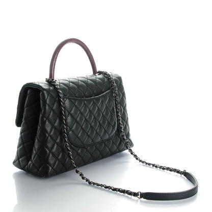 Chanel Caviar Lizard Quilted Medium Coco Handle Flap Black 3 of 7