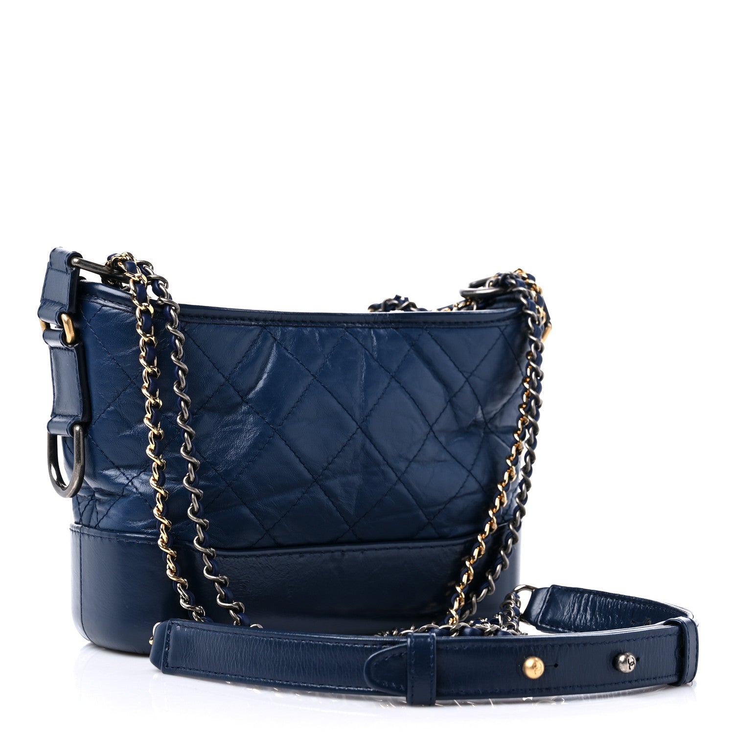 Chanel Aged Calfskin Quilted Small Gabrielle Hobo Blue 3 of 11
