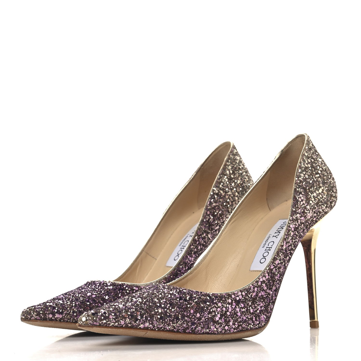 Jimmy Choo Coarse Glitter Degrade Abel Pumps 38.5 Boho Pink Gold 4 of 9