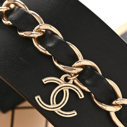 Chanel Calfskin Chain CC Logo Toe Ring Sandals 38.5 Black 9 of 9