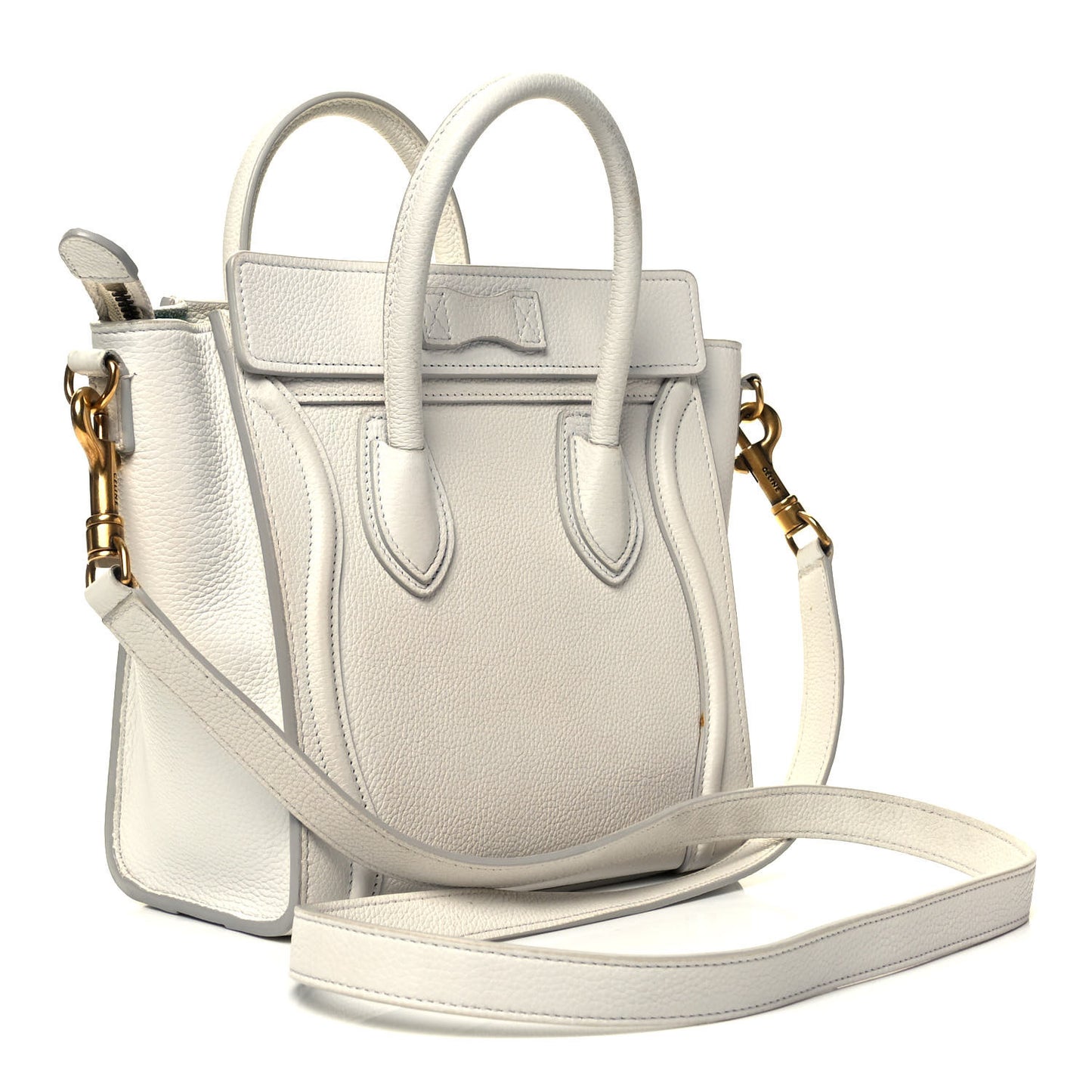 Drummed Calfskin Nano Luggage White