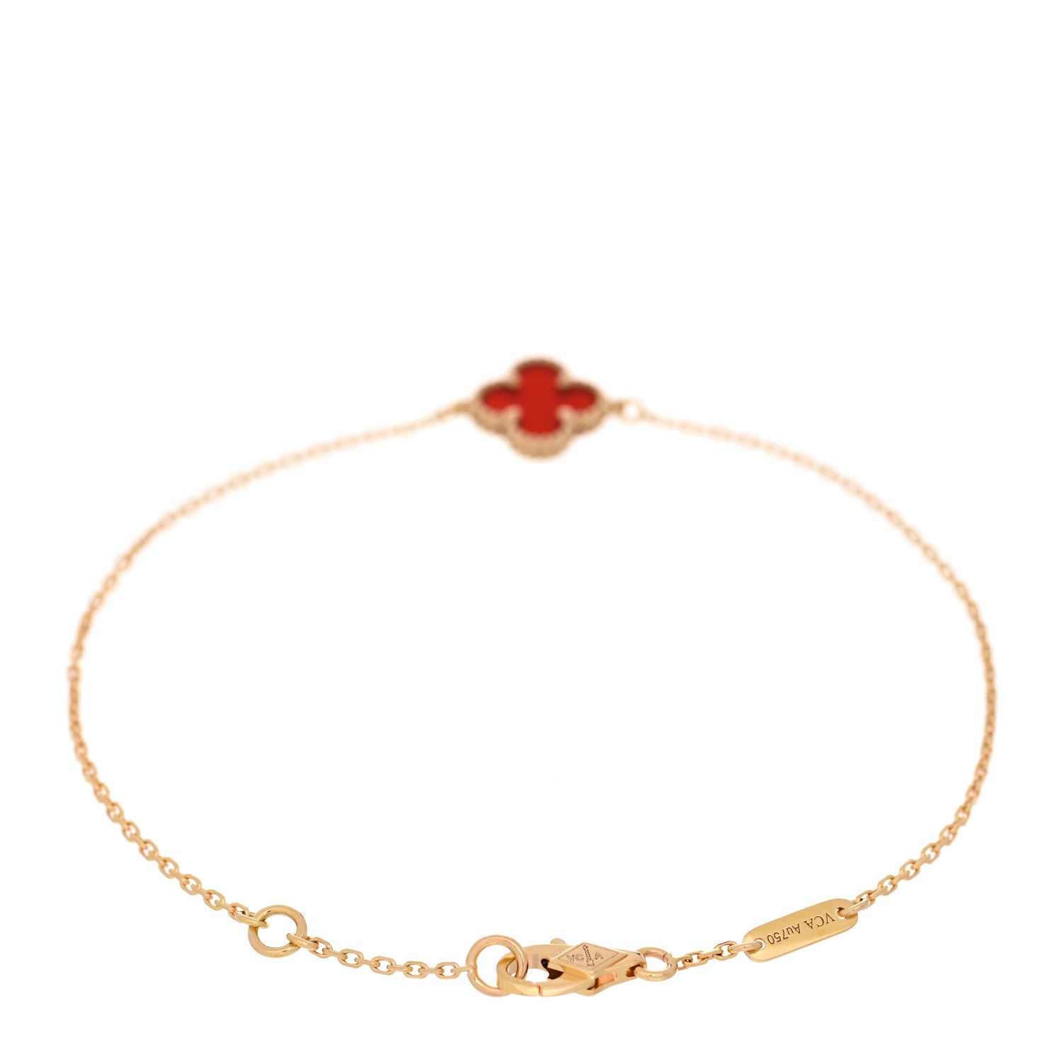 Van Cleef & Arpels 18K Rose Gold Carnelian Sweet Alhambra Bracelet 2 of 4