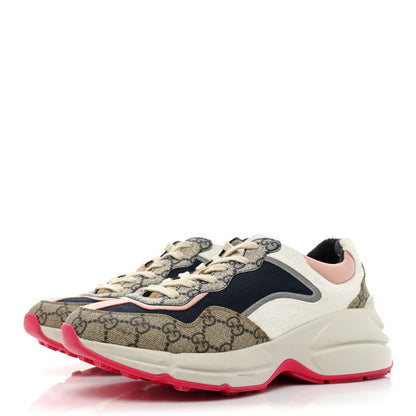 Gucci GG Supreme Monogram Mix Monogram Womens Rhyton Sneakers 39.5 London Blue Beige Pale Pink 3 of 17