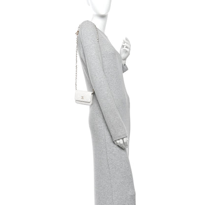 Chanel Caviar Quilted Belt Bag With Charms On Chain White 2 of 8