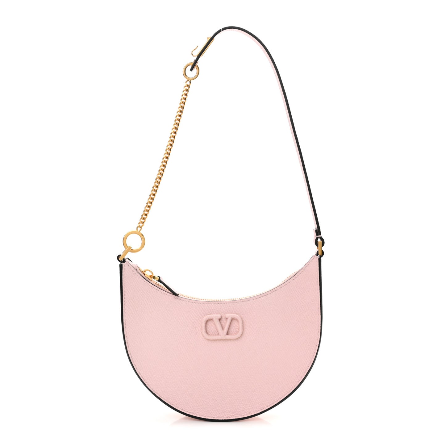 Grainy Calfskin Mini Vlogo Hobo Bag Rose Quartz