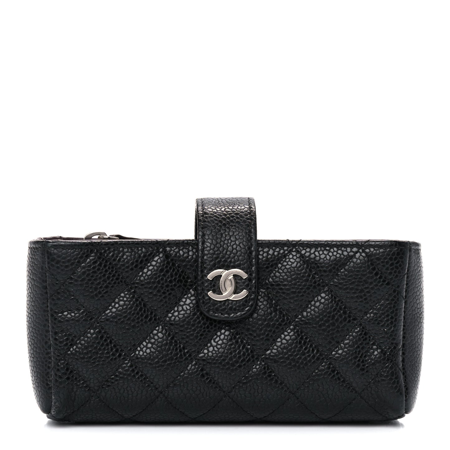 Caviar Quilted Mini Phone Holder Clutch Black