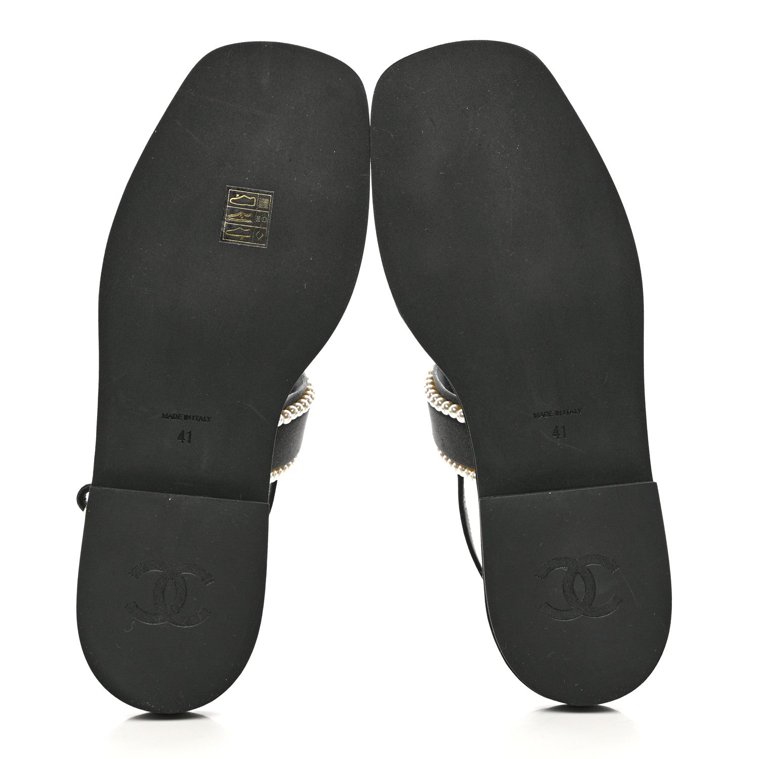 Chanel Satin Pearl Quilted Flat Sandals 41 Black 5 of 8