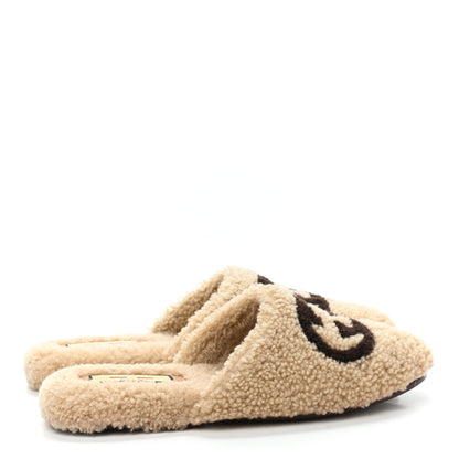 Gucci Shearling Interlocking G Womens Eileen Slippers 39.5 Butterscotch Cocoa 3 of 4