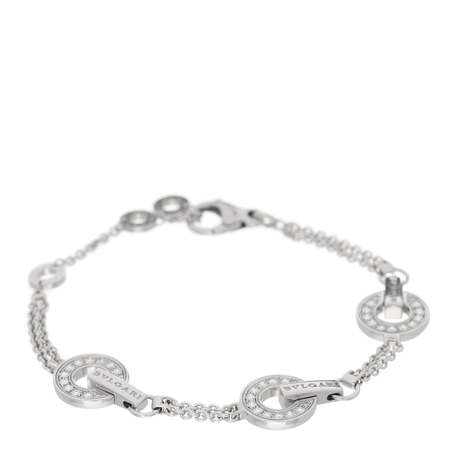 Bulgari 18K White Gold Diamond BVLGARI BVLGARI Openwork Bracelet SM 1 of 5