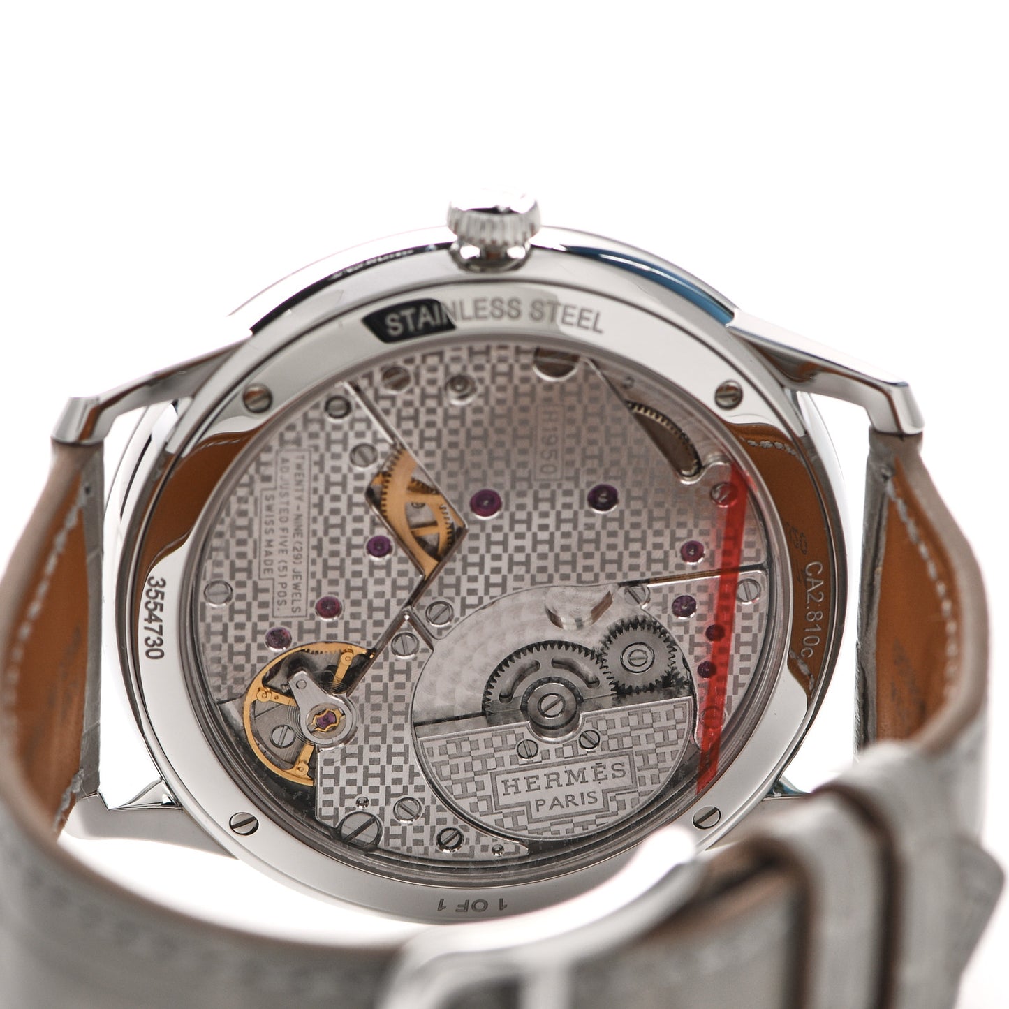 Stainless Steel Alligator 39.5mm Slim d'Hermes Automatic Watch Etoupe