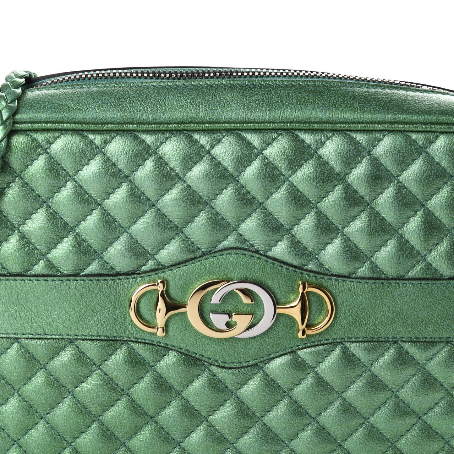 Laminated Nappa Trapuntata Small Zumi Shoulder Bag Jasmine Green
