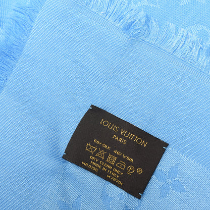 Louis Vuitton Silk Wool Monogram Shawl Blue 5 of 5
