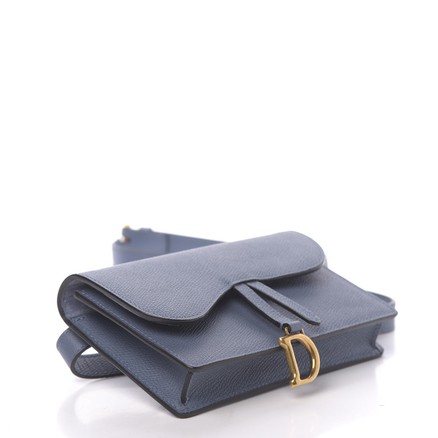 Christian Dior Grained Calfskin Saddle Belt Clutch Denim Blue 4 of 11