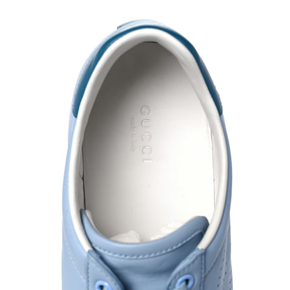 Gucci Calfskin Interlocking G Perforated Womens Ace Sneakers 38.5 Porcelain Light Blue Zaffiro 9 of 11