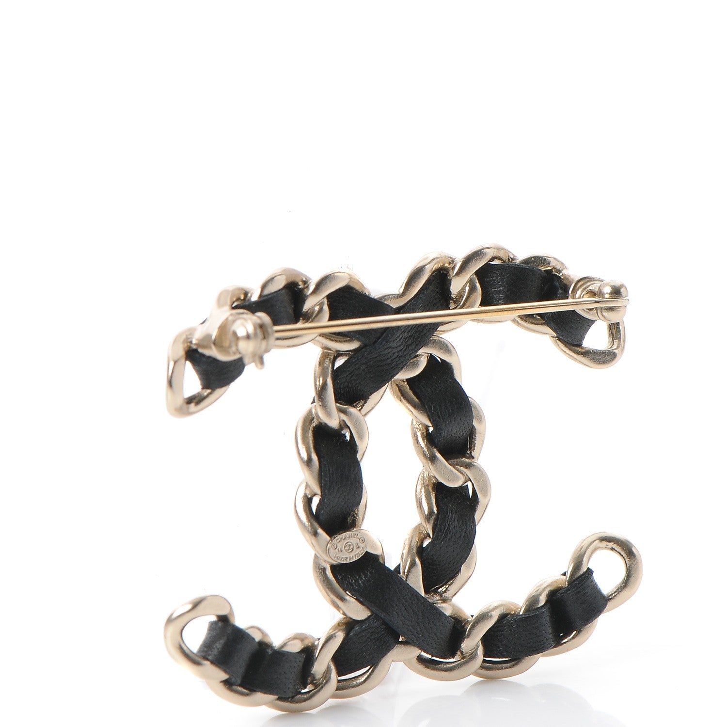 Chanel Lambskin Chain CC Brooch Black Gold 3 of 5