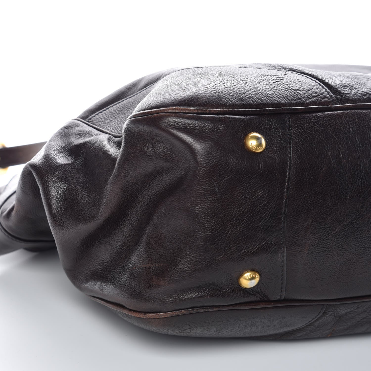 Prada Glace Calfskin Side Pocket Tote Brown 6 of 10