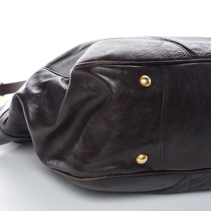Prada Glace Calfskin Side Pocket Tote Brown 6 of 10
