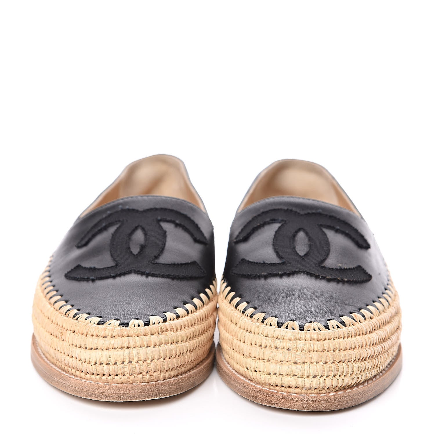 Chanel Lambskin Grosgrain CC Espadrilles 36 Black 2 of 8