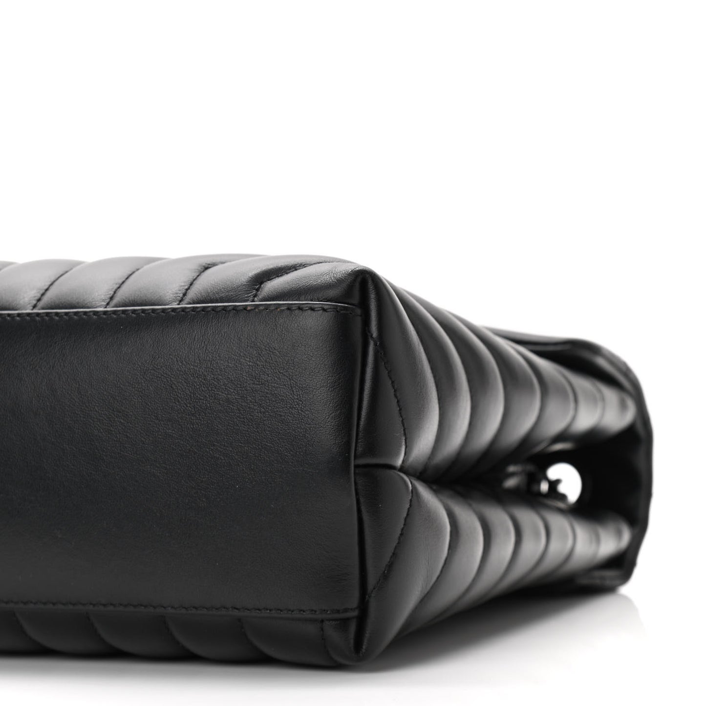 Calfskin Y Quilted Monogram Medium Loulou Chain Satchel Black