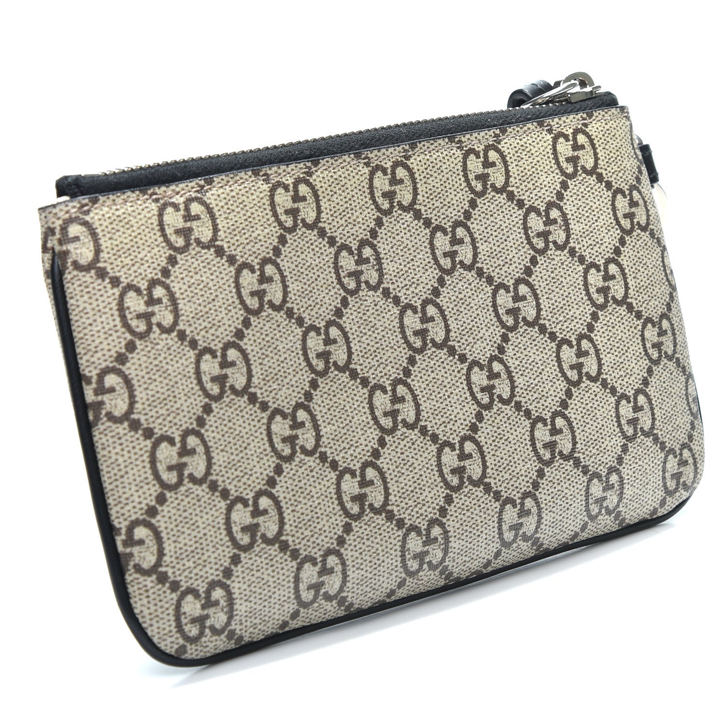 Gucci GG Supreme Monogram Bee Print Wrist Pouch Black 2 of 9