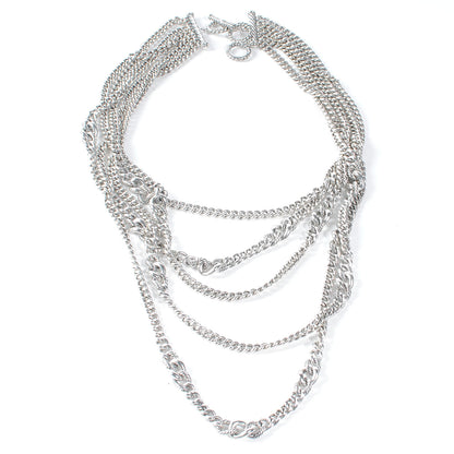 David Yurman Sterling Silver Five Row Curb Chain Necklace 3 of 5