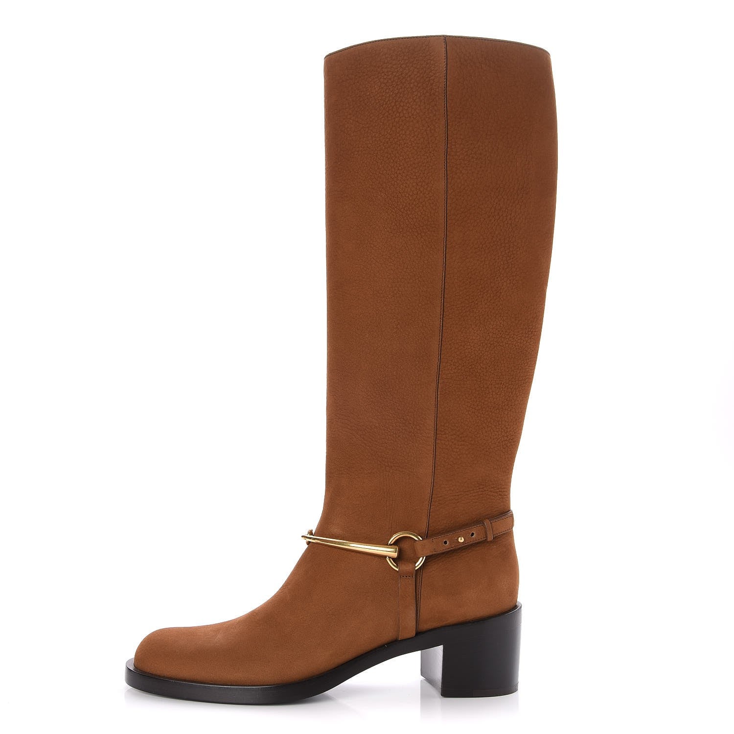 Gucci Calfskin Tess Horsebit Tall Boots 38.5 Nut Brown 1 of 7