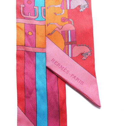 Hermes Silk Rocabar Twilly Orange Rouge Framboise 2 of 4