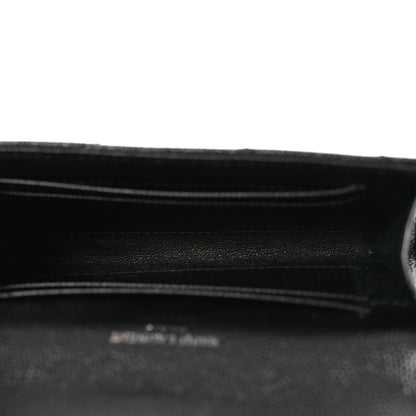 Saint Laurent Grain De Poudre Matelasse Chevron Small Monochrome Monogram Envelope Wallet Black 5 of 7