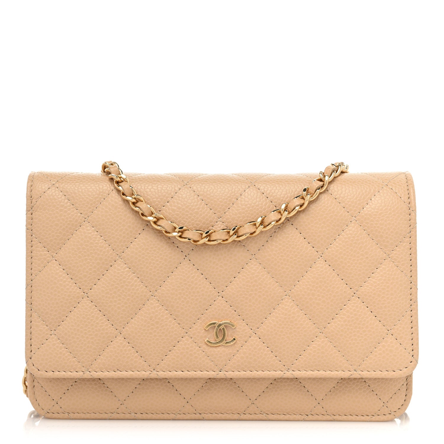Chanel Caviar Quilted Wallet On Chain WOC Beige 1 of 10