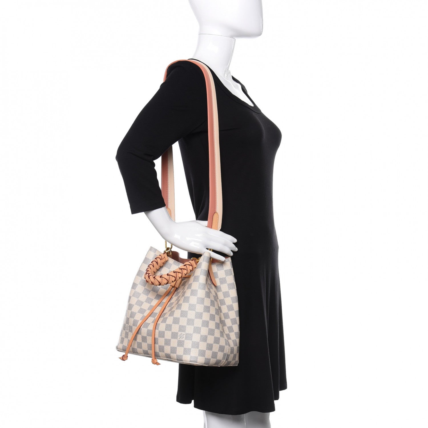Louis Vuitton Damier Azur Braided Neonoe MM Peach Cream 2 of 9