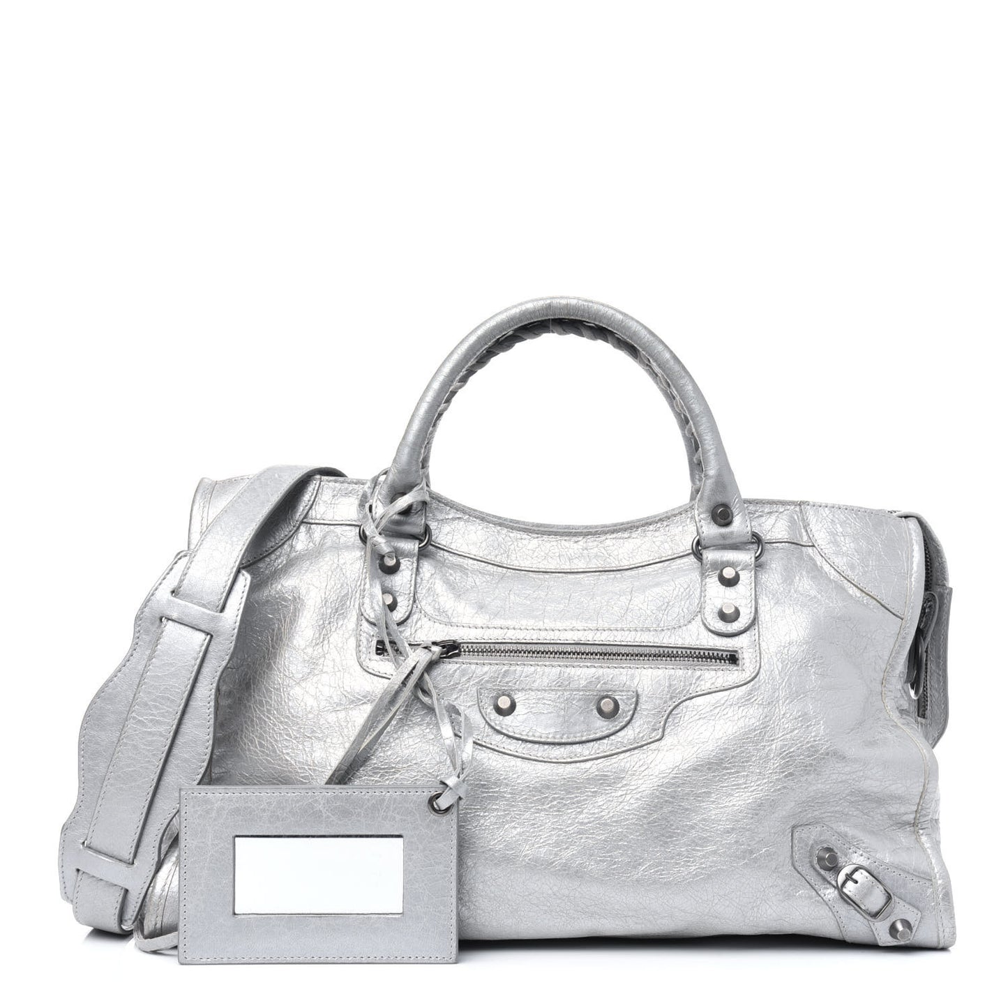 Metallic Agneau Classic Palladium Hardware City Silver
