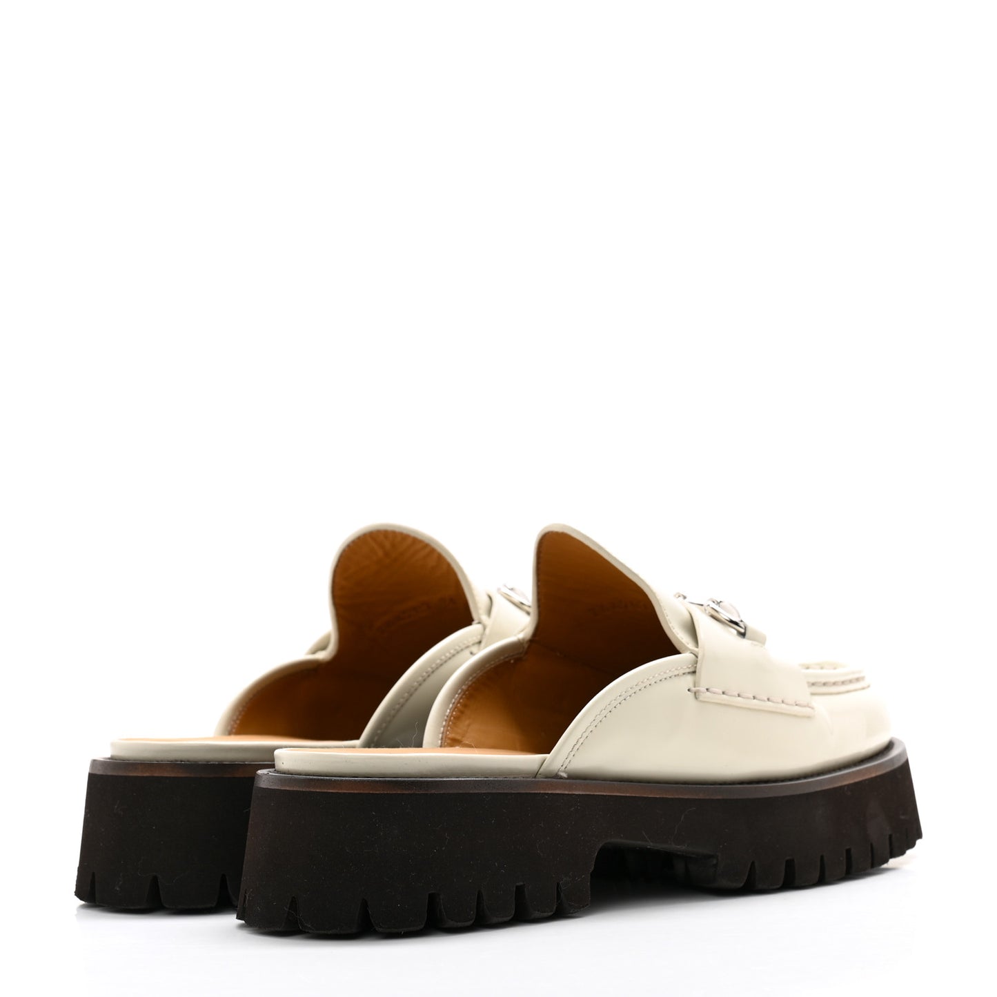 Cordovan Lux Horsebit Platform Mules 38 Mystic White