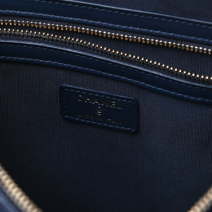 Chanel Caviar Quilted Medium Cosmetic Case Blue 6 of 7
