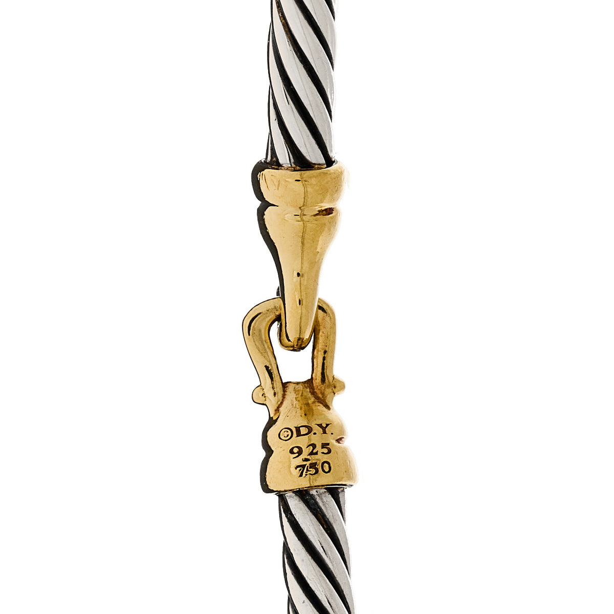 Sterling Silver 18k Yellow Gold 3mm Cable Buckle Bracelet