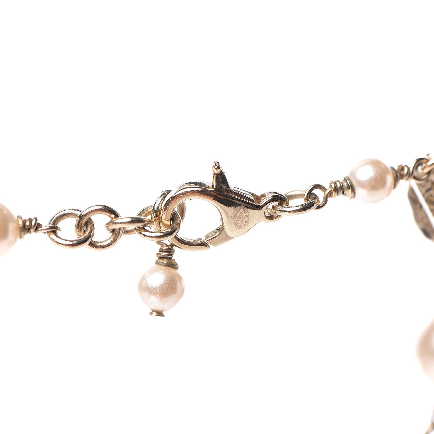 Chanel Pearl Beaded Lace CC Necklace Black Gold 4 of 5