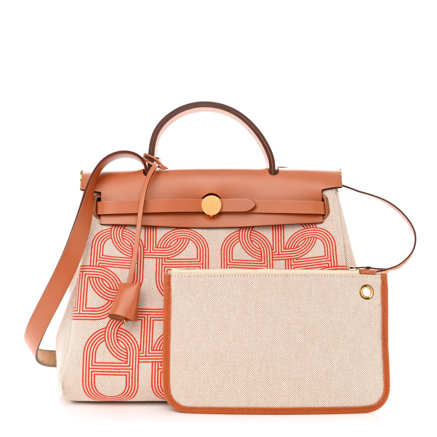 Hermes H Plume Canvas Vache Hunter Circuit 24 Herbag Zip Retourne 31 Orange Mecano Ecru Beige Naturel 1 of 12