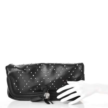 Alexander McQueen Calfskin Studded Padlock Skull Clutch Black 2 of 7