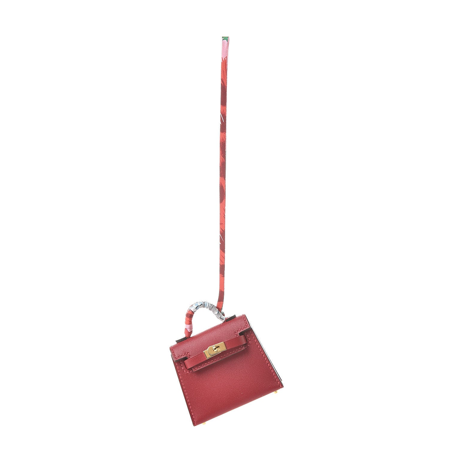 Hermes Tadelakt Mini Kelly Twilly Bag Charm Rouge Vif 1 of 6