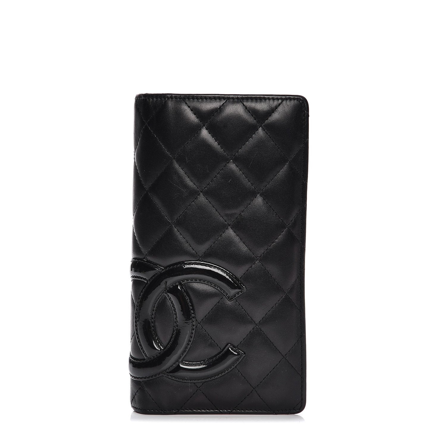 Calfskin Quilted Cambon Yen Wallet Black