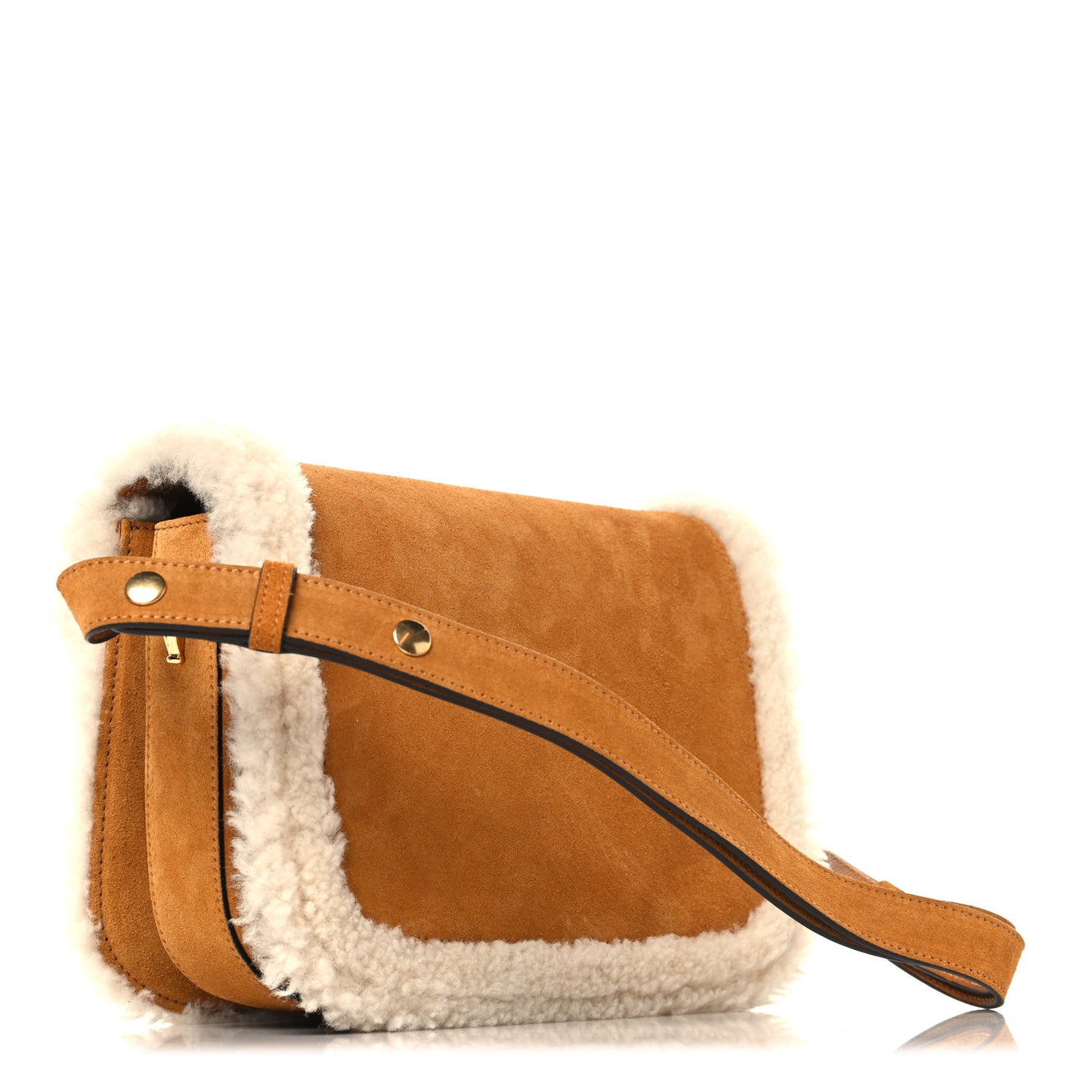Suede Shearling Horsebit 1955 Shoulder Bag Brown