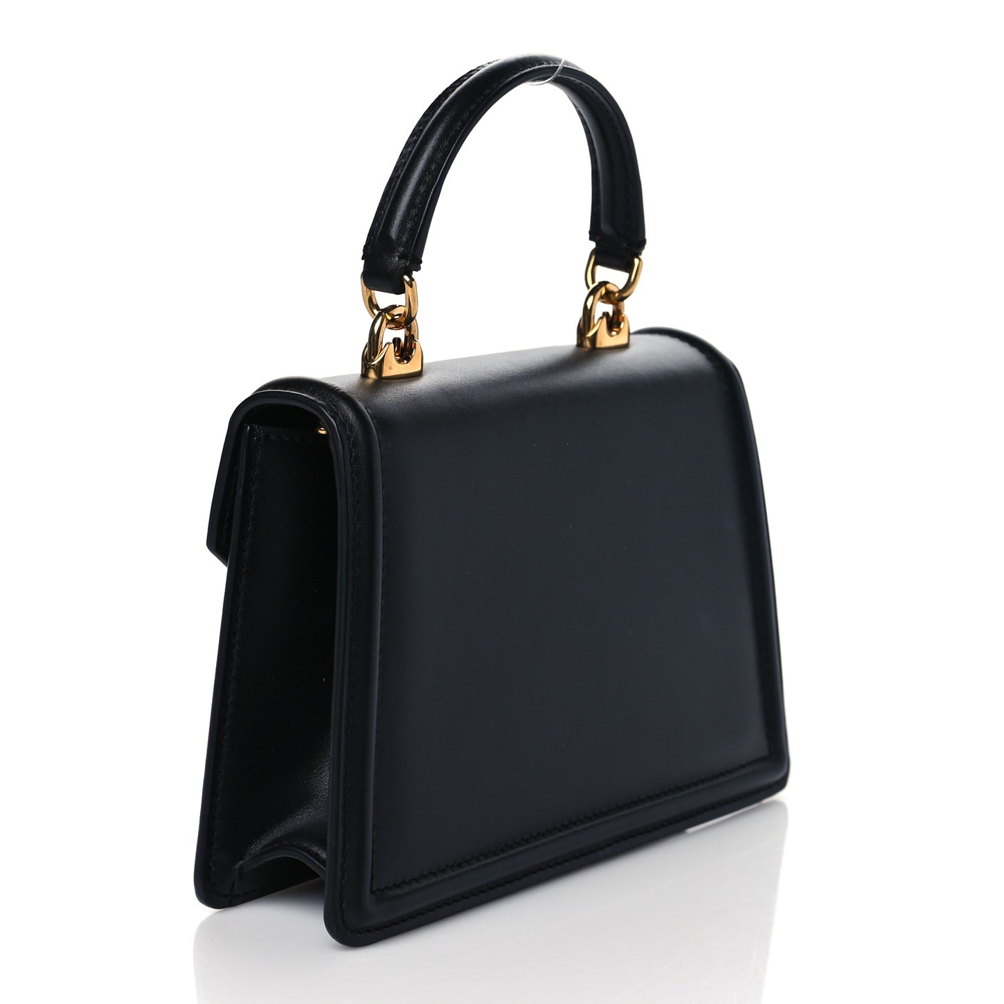 Smooth Calfskin Small Devotion Envelope Top Handle Bag Black