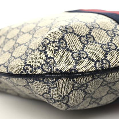 Gucci GG Supreme Monogram Textured Dollar Calfskin Web Small Ophidia Half Moon Hobo Beige Blue 9 of 10