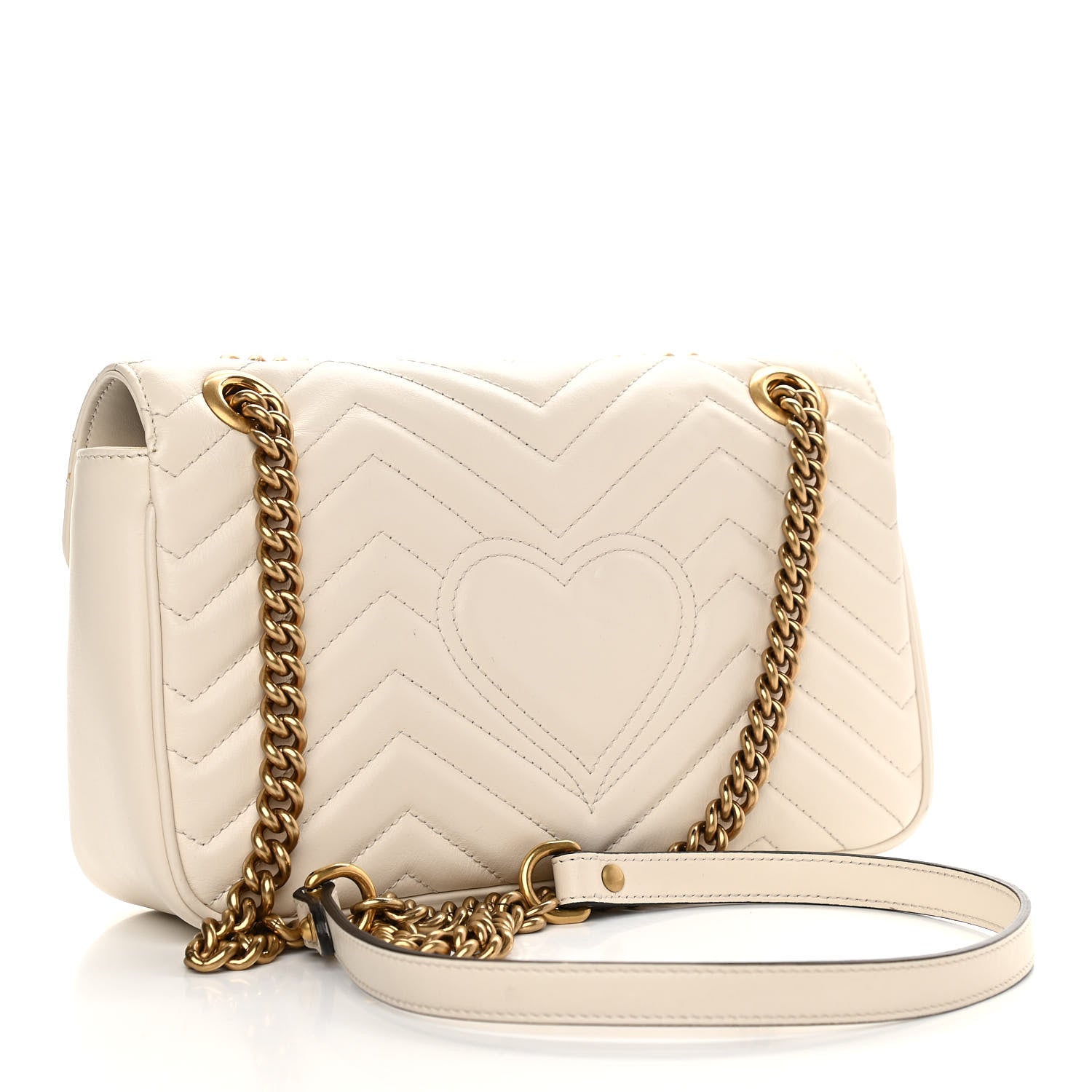 Gucci Calfskin Matelasse Small GG Marmont Shoulder Bag White 3 of 11