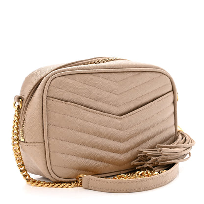 Saint Laurent Grain De Poudre Matelasse Monogram Mini Lou Camera Bag Dark Beige 3 of 10