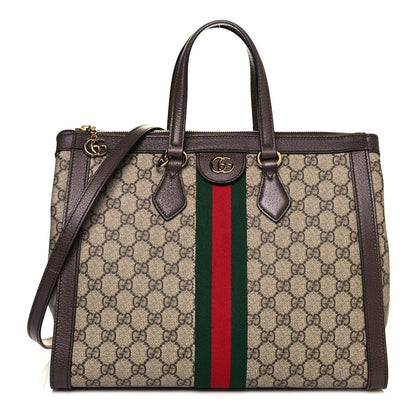 Gucci GG Supreme Monogram Web Medium Ophidia Tote Bag Brown 1 of 10