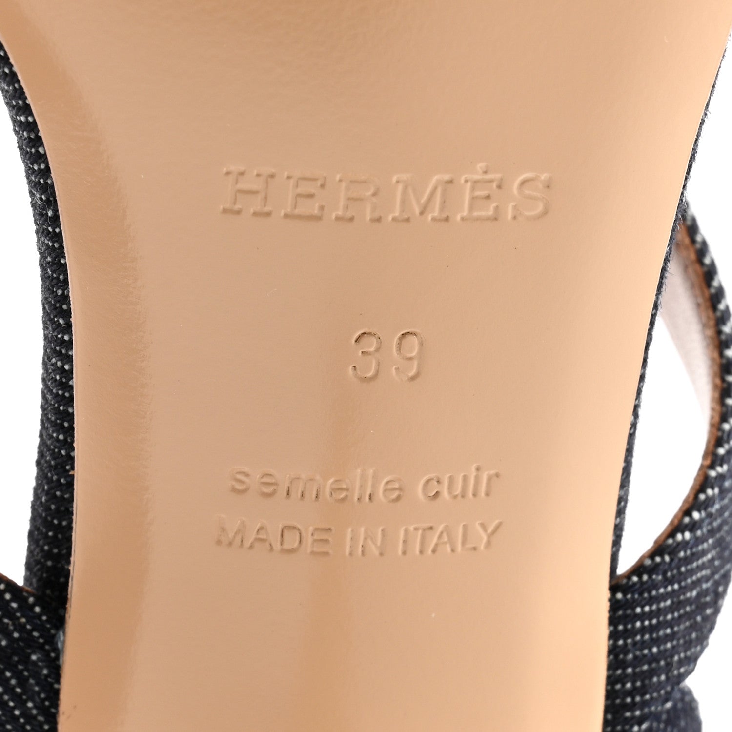 Hermes Denim Glamour 75 Sandals 39 Bleu Brut 7 of 10