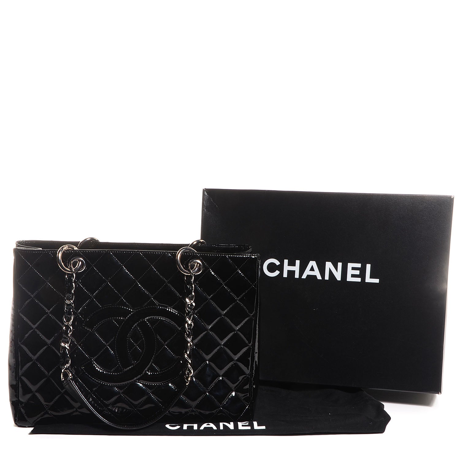 Chanel Patent Grand Shopping Tote GST Black 3 of 8