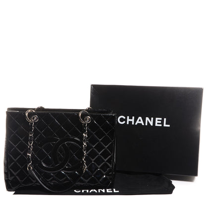 Chanel Patent Grand Shopping Tote GST Black 3 of 8