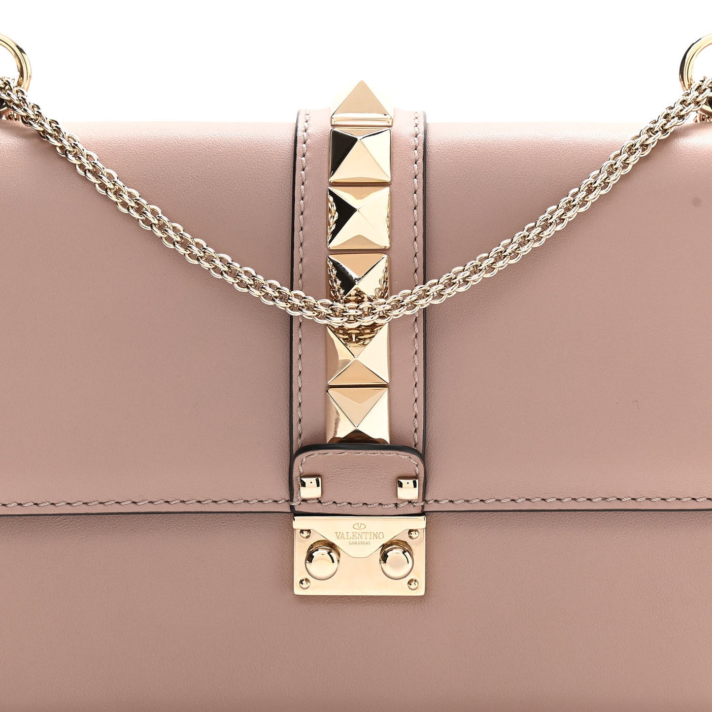 Vitello Medium Glam Lock Rockstud Flap Poudre